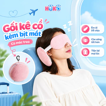 Gối chữ U Kê Cổ Đa Năng Kèm Bịt Mắt Có Móc Treo HOKO Gối Ngủ 2 Trong 1, Gối Ngủ Ngắn, Gối Kê Cổ Khi Đi Máy Bay