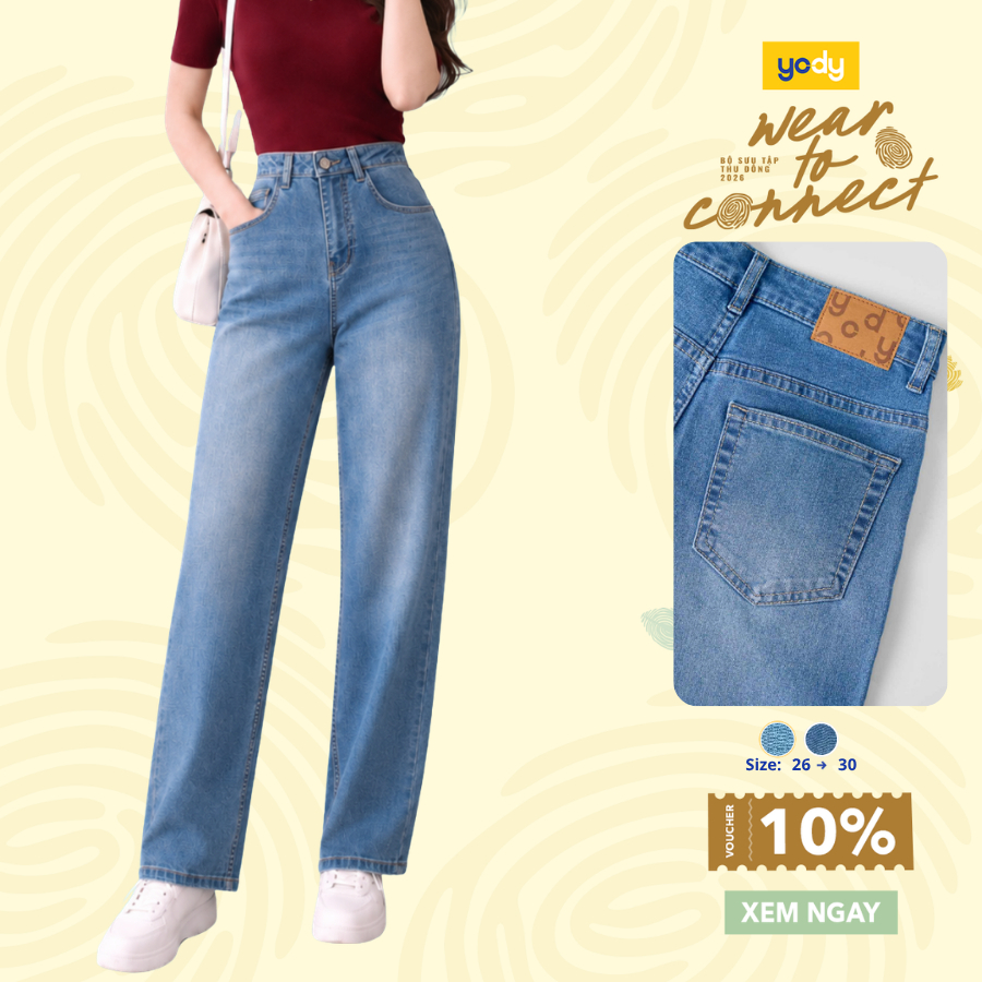 Quần Jeans Nữ Yody Straight Essential Co Giãn Nhẹ, Tôn Dáng, Dễ Phối Đồ TRA WCJE26A027