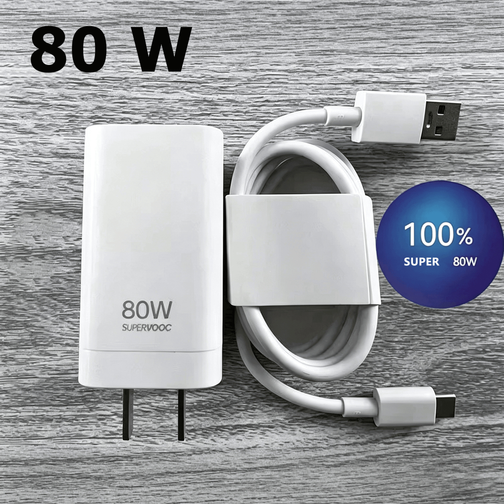 Bộ Sạc NhanhTương Thích OPPO 80W SUPER VOOC 2.0 Type-C, Không Nóng Máy, Tương Thích OPPO Các Dòng A/Reno/Find Series