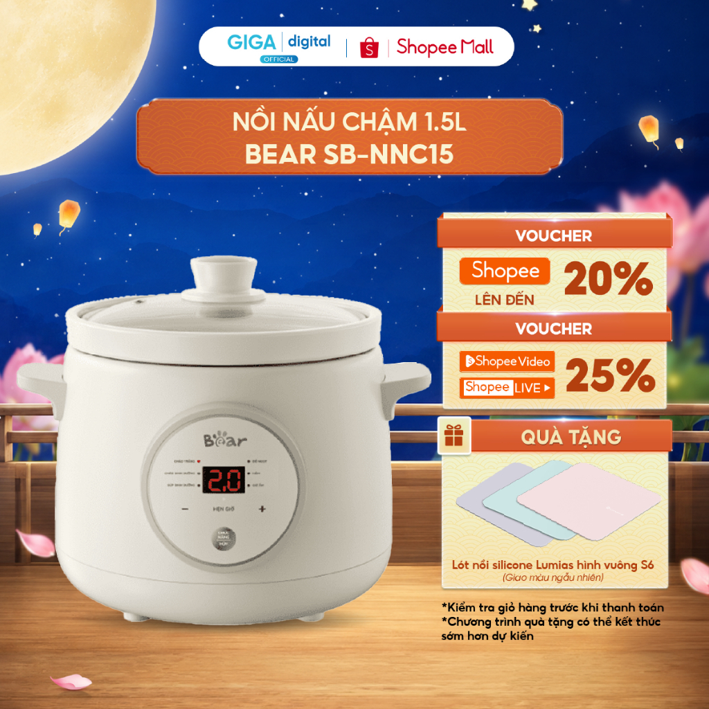 Nồi Nấu Chậm 1.5L Bear SB-NNC15 - Phiên bản tiếng Việt - Dễ sử dụng