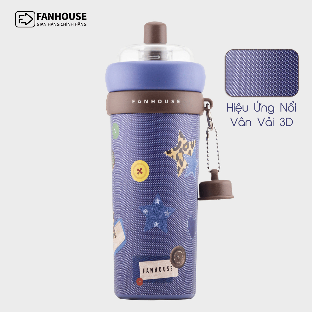 Bình giữ nhiệt Milky Tea Inox 316L phủ sứ 700ml, Ly nước giữ nhiệt Fan House ống hút trà sữa | BigBuy360 - bigbuy360.vn