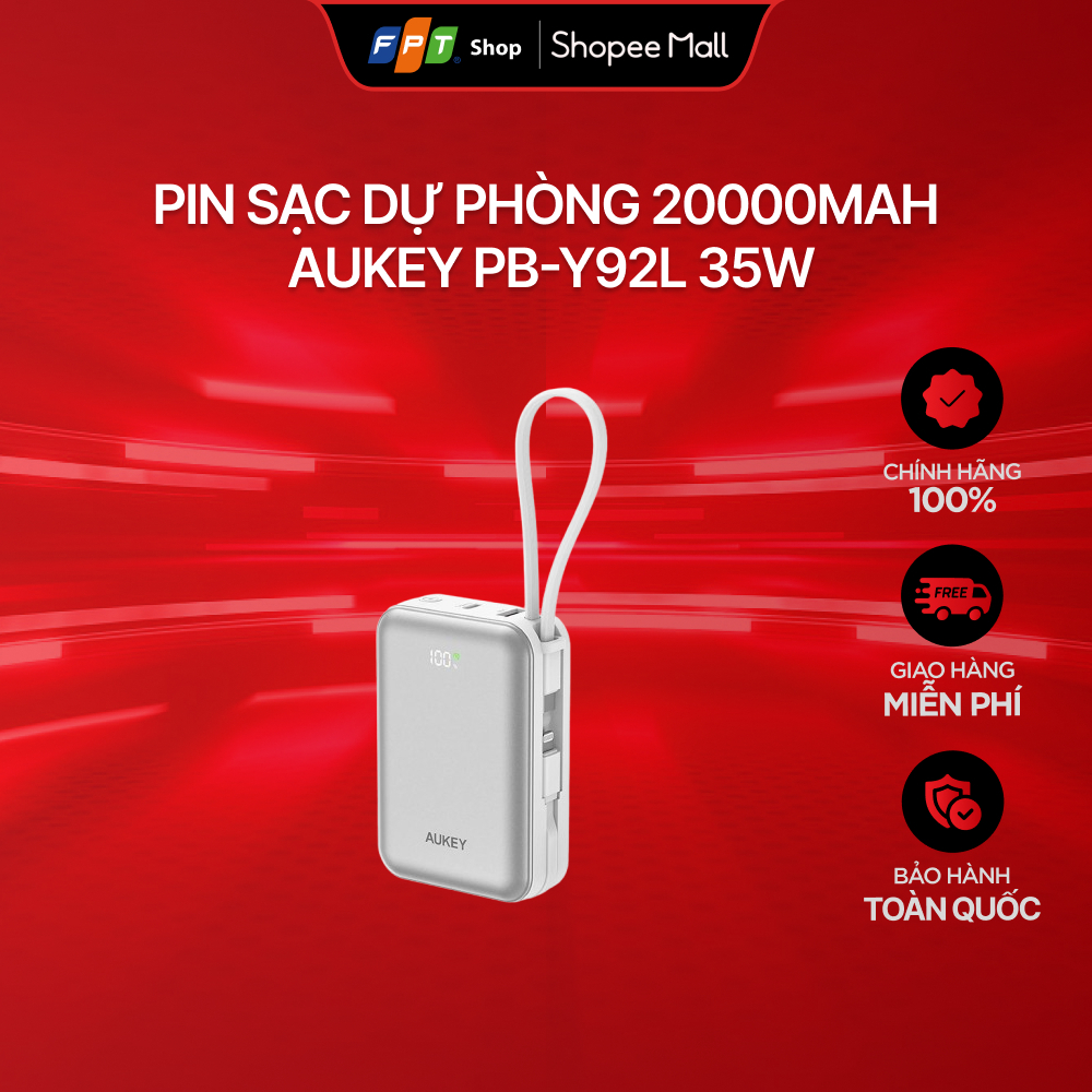 Pin sạc dự phòng 20000mAh Aukey PB-Y92L 35W
