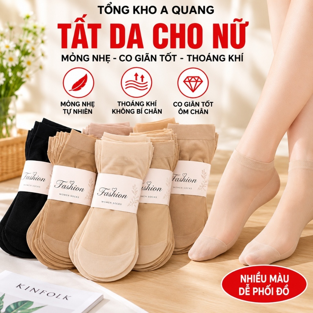 [COMBO 10 ĐÔI] Vớ Da Nữ Mỏng Nhẹ Co Giãn Tốt, Tất Da Mỏng Nữ Ôm Chân Không Tuột Gót, Đi Giày Cao Gót