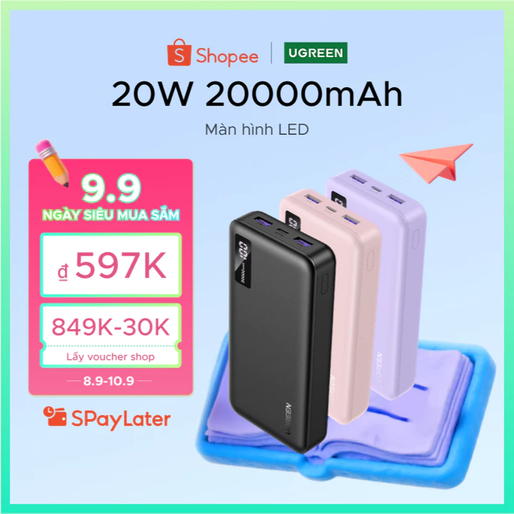 【Pin Sạc Dự Phòng Có Thể Đặt Hàng】Sạc dự phòng UGREEN 20000mAh/10000mAh PD20W Sạc nhanh cho điện thoại Android|Bảo hành