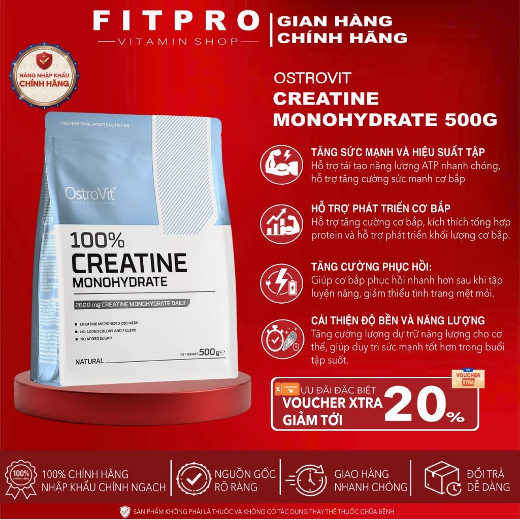 Ostrovit Creatine Monohydrate (300g, 500g) Tăng Cơ, Tăng Sức Mạnh & Hiệu Suất Tập Luyện