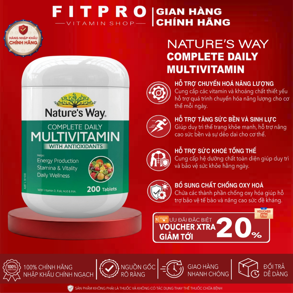 Vitamin Tổng Hợp Nature’s Way Complete Daily Multivitamin, Bổ Sung Vitamin & Khoáng Chất Hàng Ngày