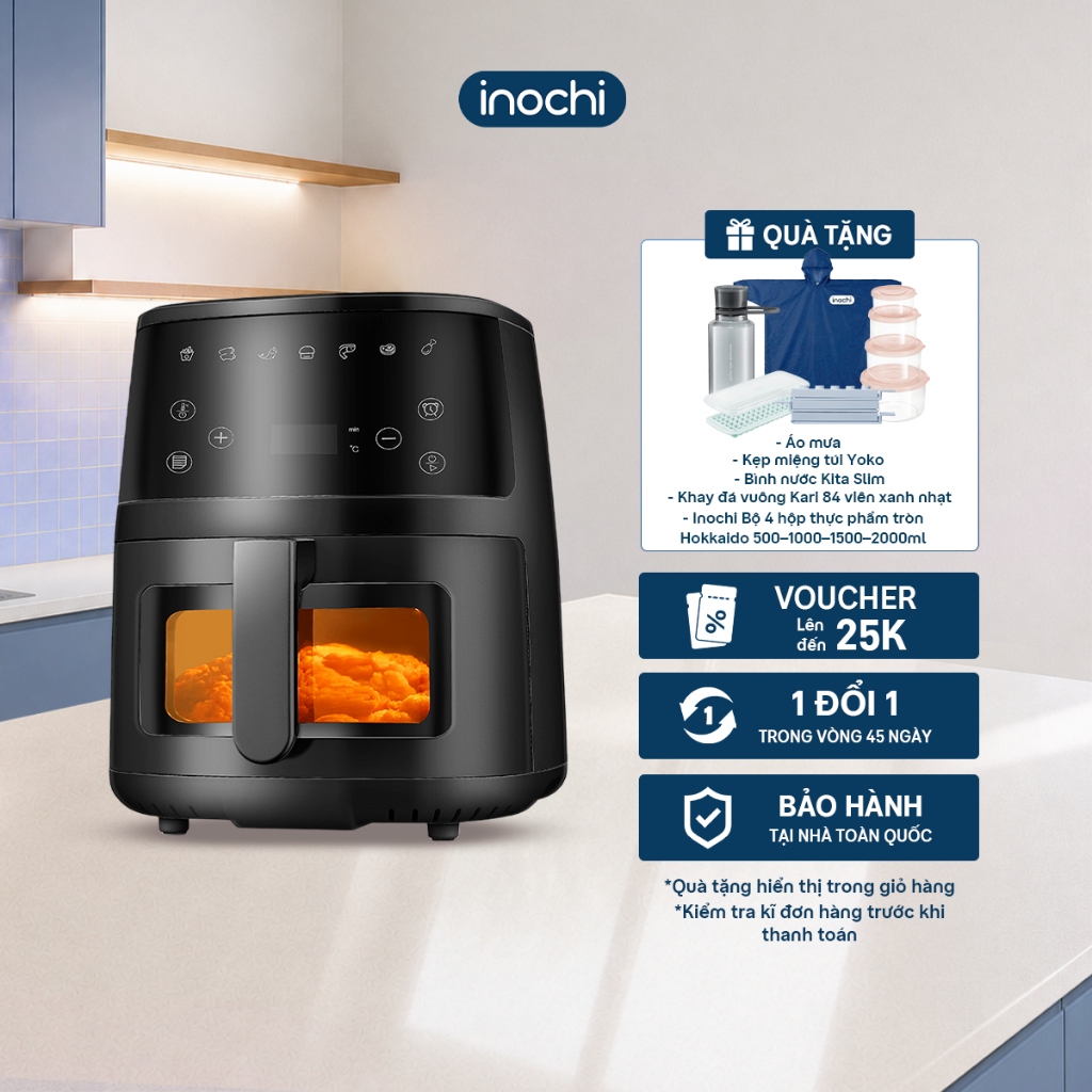 Inochi Nồi chiên không dầu 5L Akiba Cảm Ứng - Hiện Đại, Cho Bữa Ăn Lành Mạnh