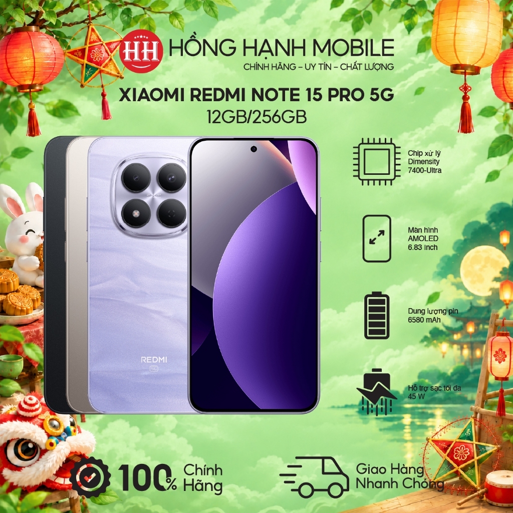 Điện Thoại Xiaomi Redmi Note 15 Pro 5G 12GB/256GB - Hàng Chính Hãng