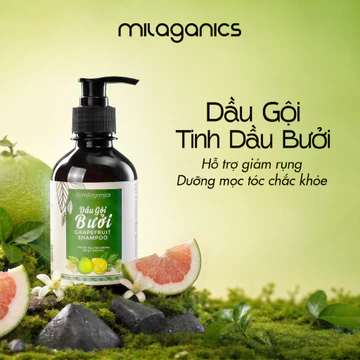 Dầu gội tinh dầu bưởi MILAGANICS giảm rụng & giúp mọc tóc, dầu gội bưởi dài tóc 250ml