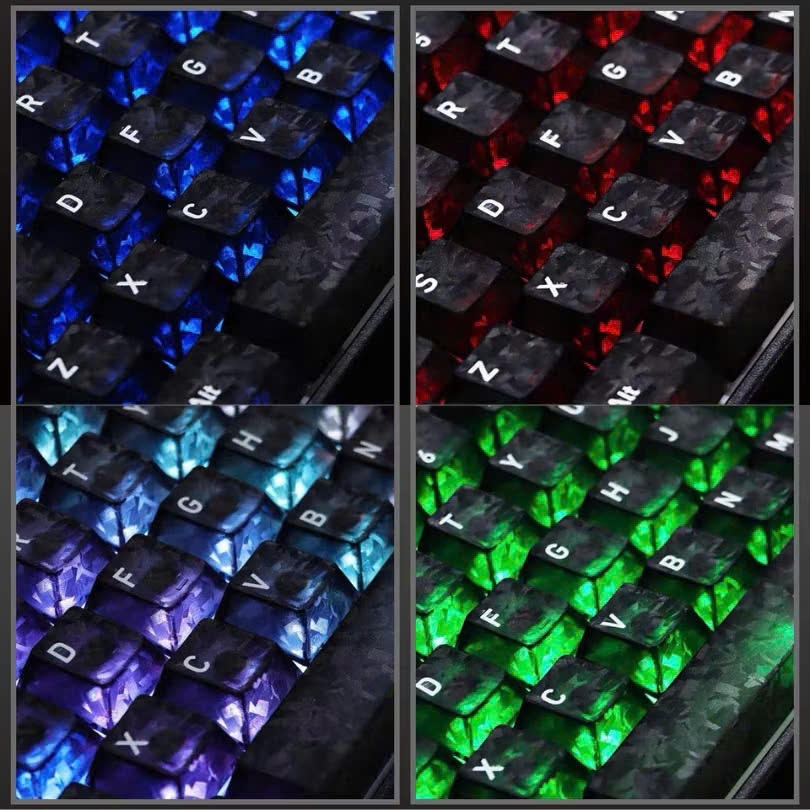 Keycap Xuyên Led Crystal Carbon Nhựa PC Họa Tiết Vân Carbon Fiber Clear Cherry Profile | BigBuy360 - bigbuy360.vn