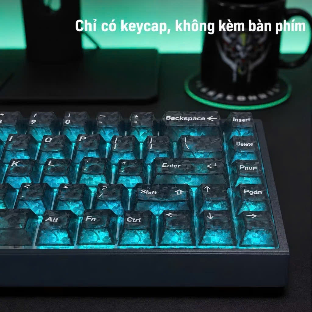 Keycap Xuyên Led Crystal Carbon Nhựa PC Họa Tiết Vân Carbon Fiber Clear Cherry Profile | BigBuy360 - bigbuy360.vn