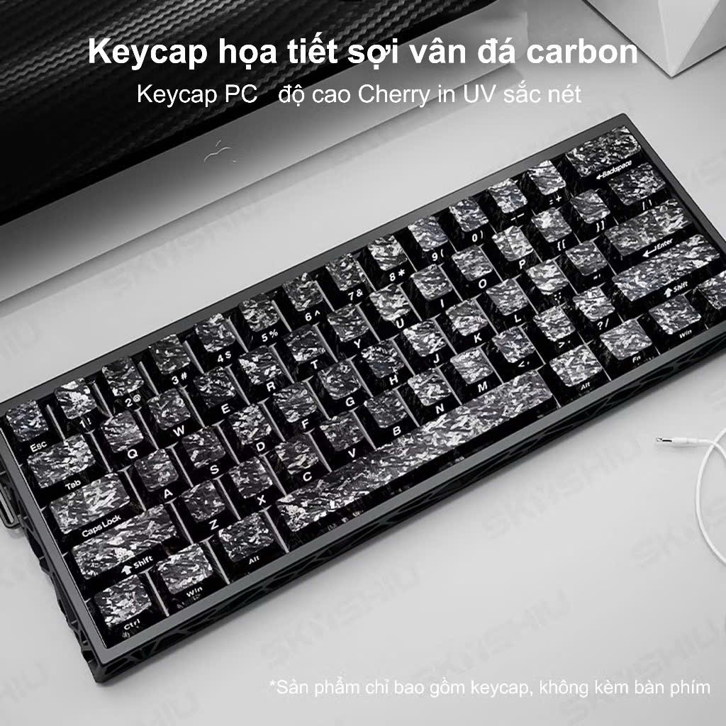 Keycap Xuyên Led Crystal Carbon Nhựa PC Họa Tiết Vân Carbon Fiber Clear Cherry Profile | BigBuy360 - bigbuy360.vn