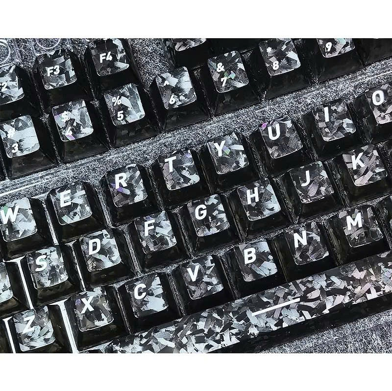 Keycap Xuyên Led Crystal Carbon Nhựa PC Họa Tiết Vân Carbon Fiber Clear Cherry Profile | BigBuy360 - bigbuy360.vn