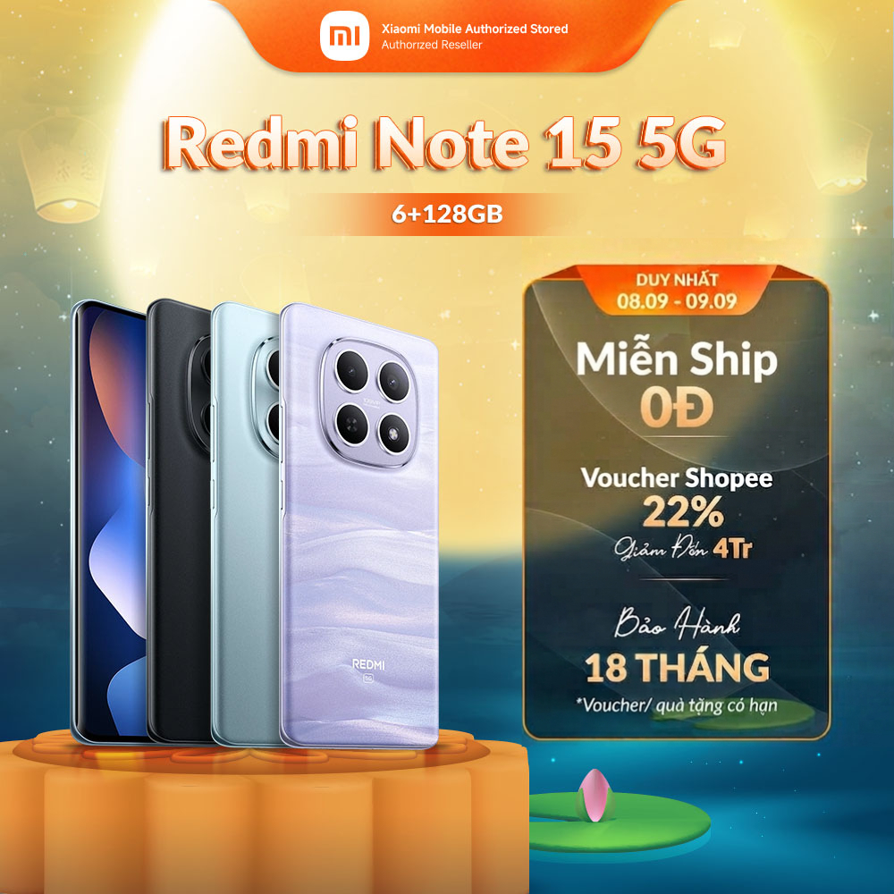 Điện thoại Redmi Note 15 5G (6+128GB) | Màn hình 6,77" FHD+ | Snapdragon® 6 Gen 3 | Camera nét 108MP