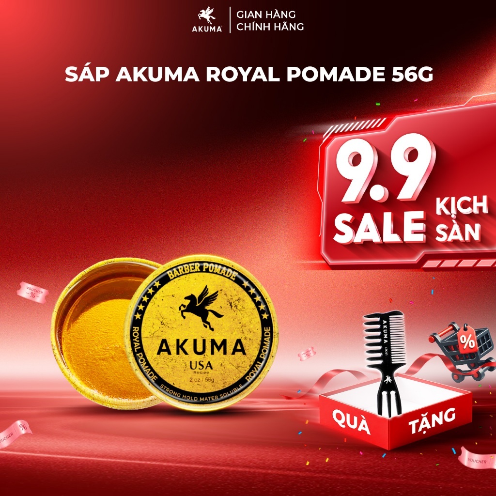 Sáp Vuốt Tóc AKUMA ROYAL POMADE 116g Hương Nam Tính Lịch Lãm Giữ Nếp Đến 12h Phù Hợp Mọi Chất Tóc