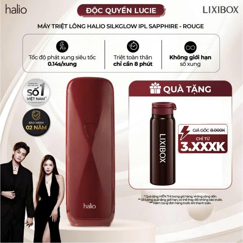 [KOL] Máy Triệt Lông Halio SilkGlow IPL Sapphire Cooling Hair Removal Device - Rouge