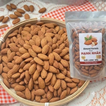 1KG Hạnh nhân Mỹ sấy giòn - Sấy nguyên vị - Hạnh nhân lõi túi zip hút chân không