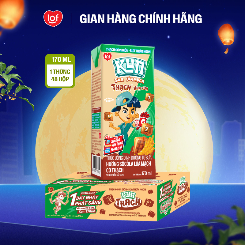 Kun socola lúa mạch có thạch thùng 48 hộp x 170ml