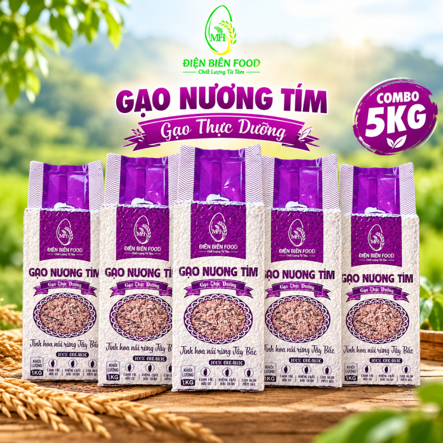 Gạo Nương Tím Xát Dối Combo 5kg gạo