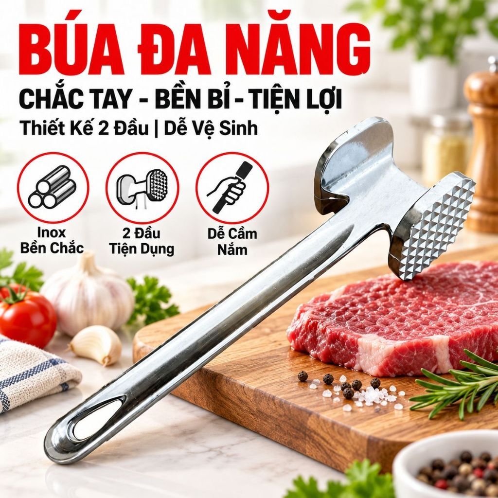 BÚA ĐẬP THỊT , Búa Đập Thịt - Tỏi - Gừng Dụng Cụ Dầm Thịt 2 Đầu Tiện Dụng - Siêu Rẻ: BUADAPTHIT59