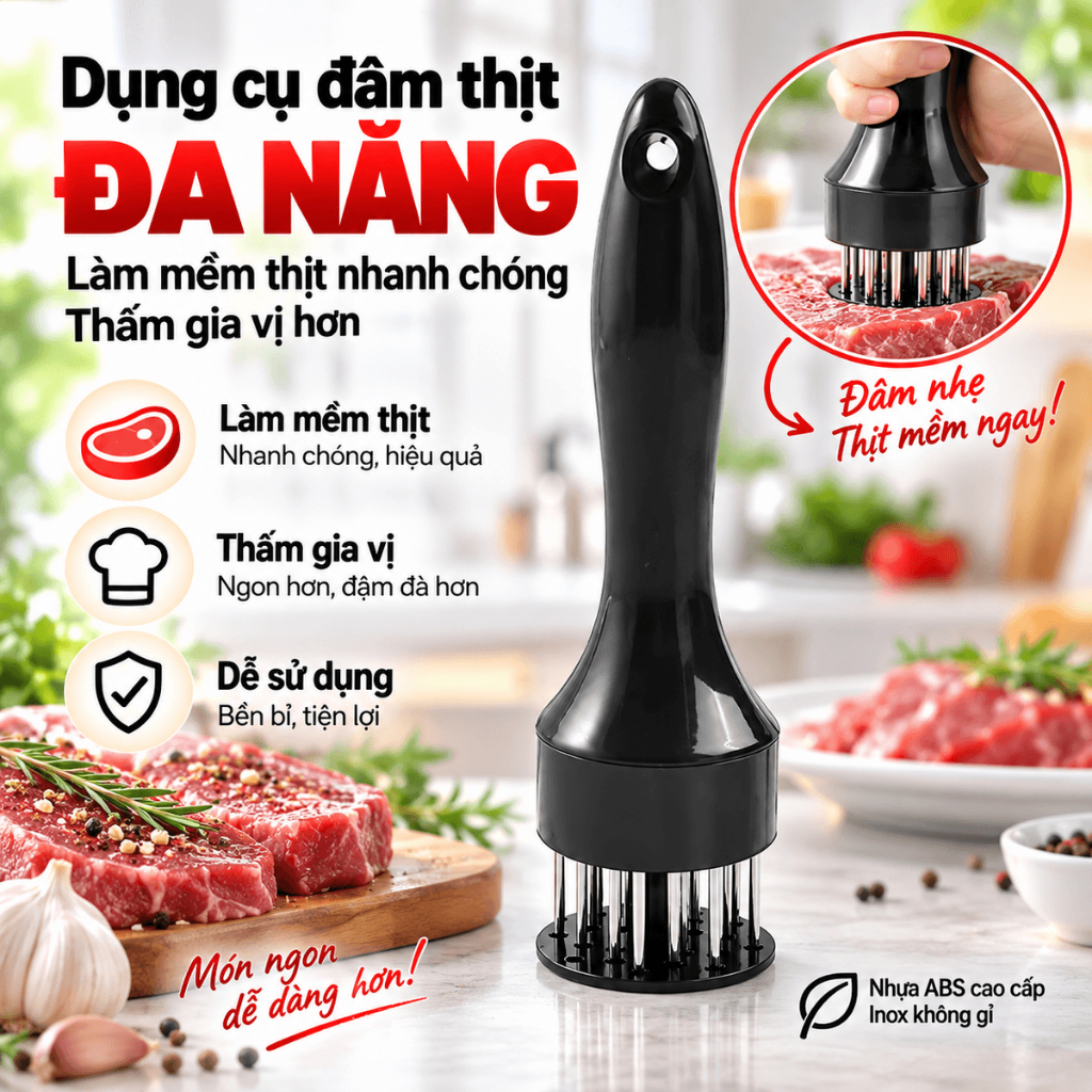 Cây Châm Thịt Bò Heo Giúp Thịt Mềm - Dụng Cụ Châm Bì, Dằm Làm Mềm Thịt Lợn, Cây Châm Thịt, Làm Mềm Thịt, Xăm Đâm Bì Lợn