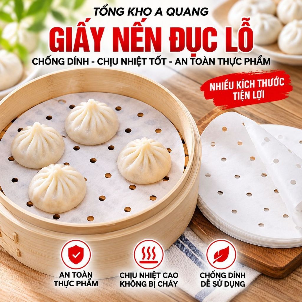 Giấy nến cho nồi chiên không dầu Bambooo Eco 100 tờ giấy nến đục lỗ an toàn sức khỏe mẫu mới