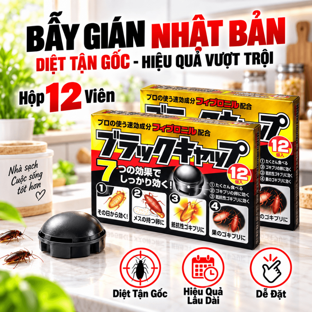 Thuốc diệt gián Nhật Barracks Cap hộp 12 viên – Hiệu quả nhanh, không mùi, không độc hại