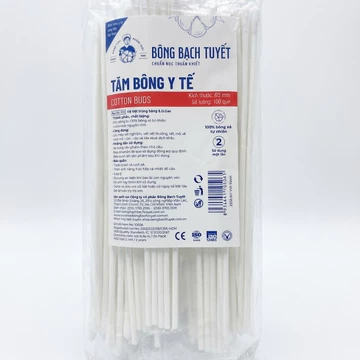 ( TẶNG) COMBO 5 GÓI - Tăm bông y tế BÔNG BẠCH TUYẾT phi 3. Gói 100 que tiệt trùng. ( Date mới )