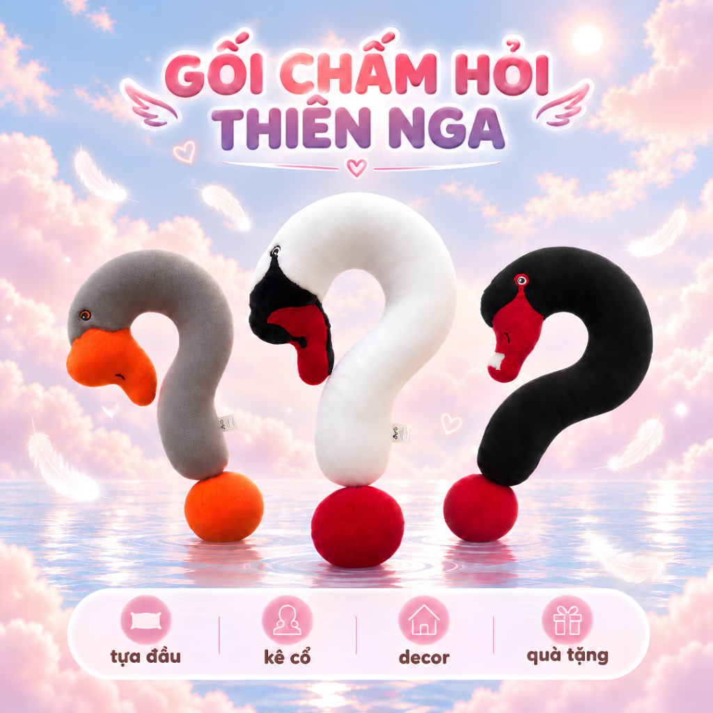 Gối Tựa Đầu "?" Thiên Nga 2U.Lifestyle Vải Mềm Mịn Êm Ái Dùng Để Tựa Cổ Thư Giãn Decor Du Lịch
