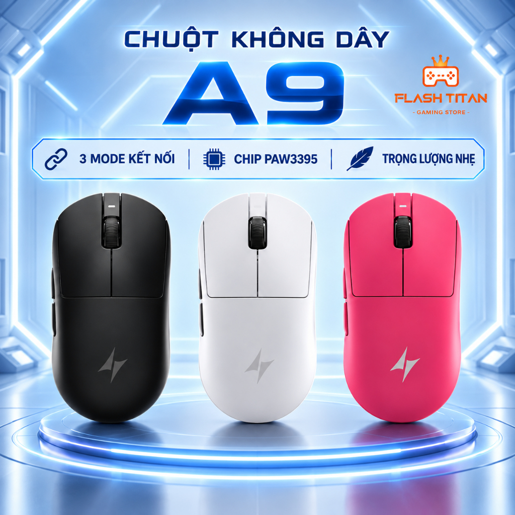 Chuột Không Dây Gaming ATK A9| A9 SE| A9 Plus, 3 mode kết nối, Có app tùy chỉnh Dùng Chơi Game FPS, văn phòng, PC,Laptop | BigBuy360 - bigbuy360.vn
