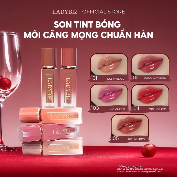 Son tint bóng bền màu, lên màu trong trẻo LADYBIZ CITY GIRL MOOD GLOSSY LIP TINT 1.8g