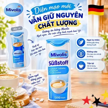[DATE T5.2029] Đường Ăn Kiêng Mivolis Süßstoff 1200V, 0 Calo Hỗ trợ ăn kiêng người tiểu Đường - Đức