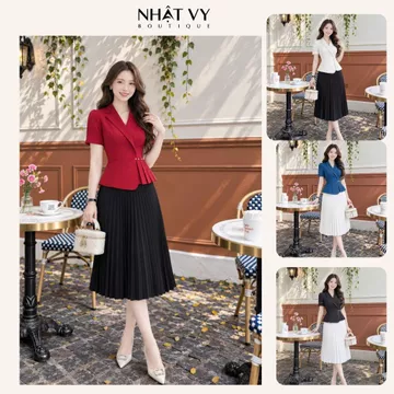 Áo lẻ peplum dự tiệc Nhật Vy (KHÔNG KÈM VÁY ) xếp ly đính nút chất lụa phù hợp dạo phố cafe - D3210