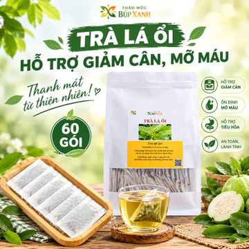 Trà Lá Ổi giảm cân kết hợp lá sen 60 gói túi lọc giảm mỡ máu, hỗ trợ giảm cân Thảo mộc Búp Xanh