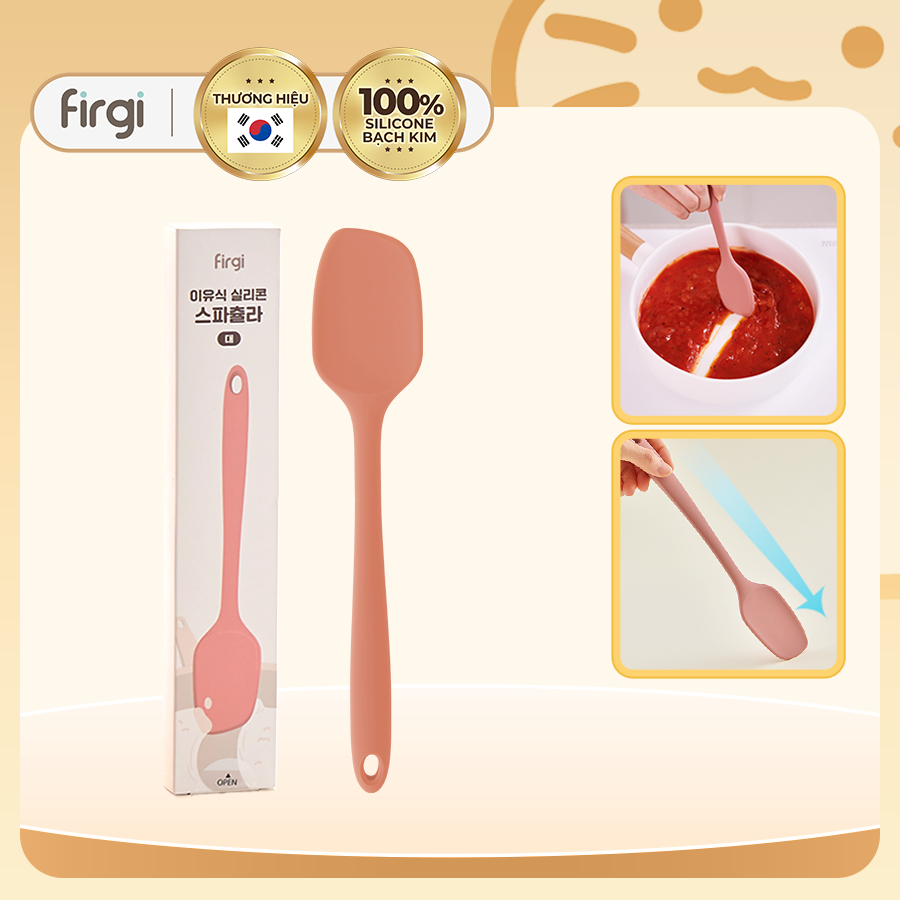 Thìa Phới Dẹt Spatula Silicone Platinum Nấu Ăn Dặm Cho Bé Firgi Hàn Quốc – Cây Vét, Trộn, Đảo Chịu Nhiệt