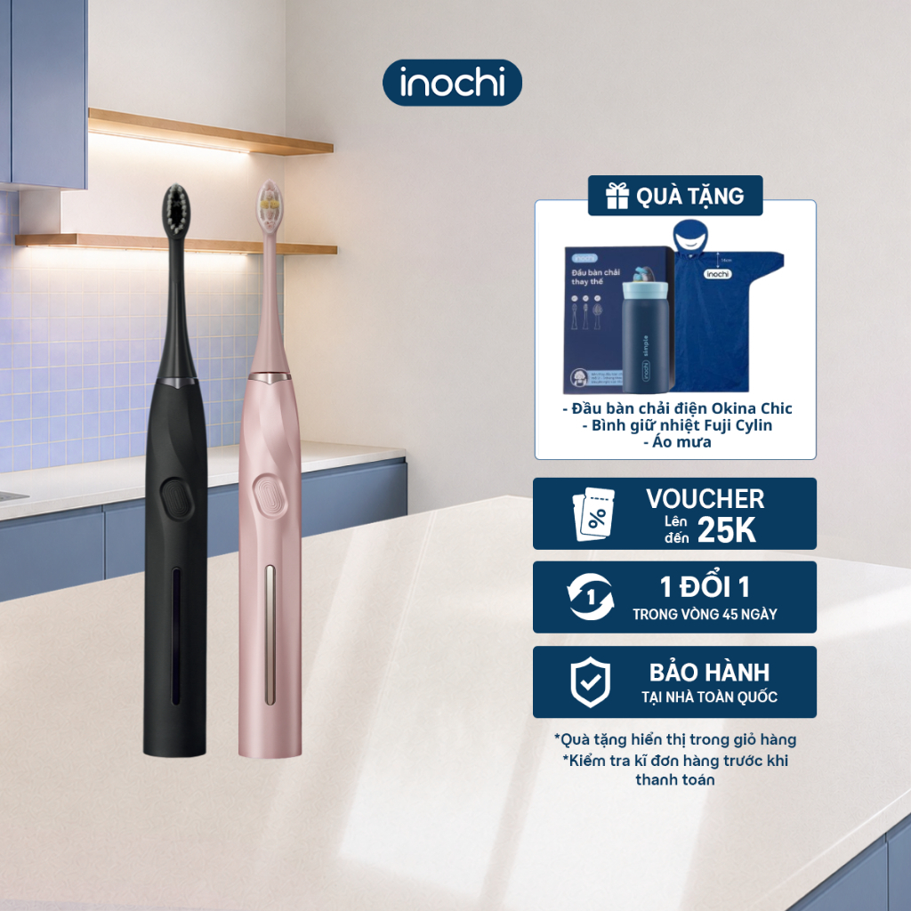 Bàn chải điện sóng âm Okina Chic SG-2752+6055 -  5 chế độ chuyên sâu - Công nghệ Sonic độc quyền, Trắng răng toàn diện