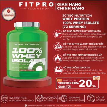 Sữa Bột Scitec Nutrition 100% Whey Protein Isolate (72 Lần Dùng), Bổ Sung Protein Isolate Tinh Khiết