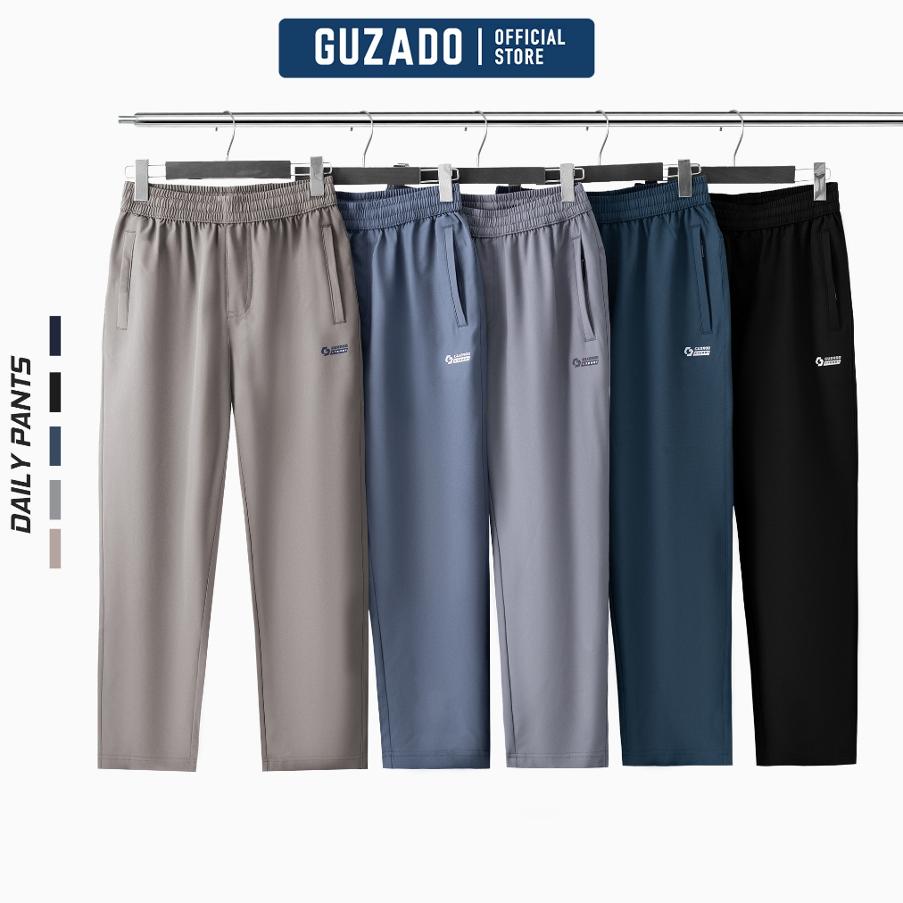 Quần Dài Nam GUZADO Dáng Suông Thể Thao, Vải Gió Nhẹ Hạn Chế Nhăn Nhàu, Cạp Chun Dễ Mặc GADC26W004