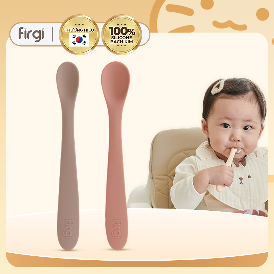 Muỗng (Thìa) Ăn Dặm Platinum Silicone Firgi Hàn Quốc Hai Giai Đoạn Cho Bé (Kèm Hộp Đựng)