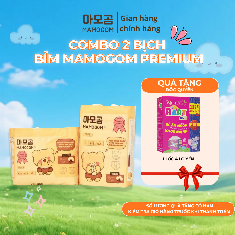 [COMBO 2] Tã bỉm Mamogom Premium Đủ Size mềm mại thấm hút tốt cho bé