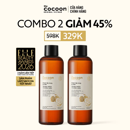 [MUA 2 GIẢM 42%] Combo 2 Nước tẩy trang bí đao Cocoon tẩy sạch makeup & giảm dầu 500ml