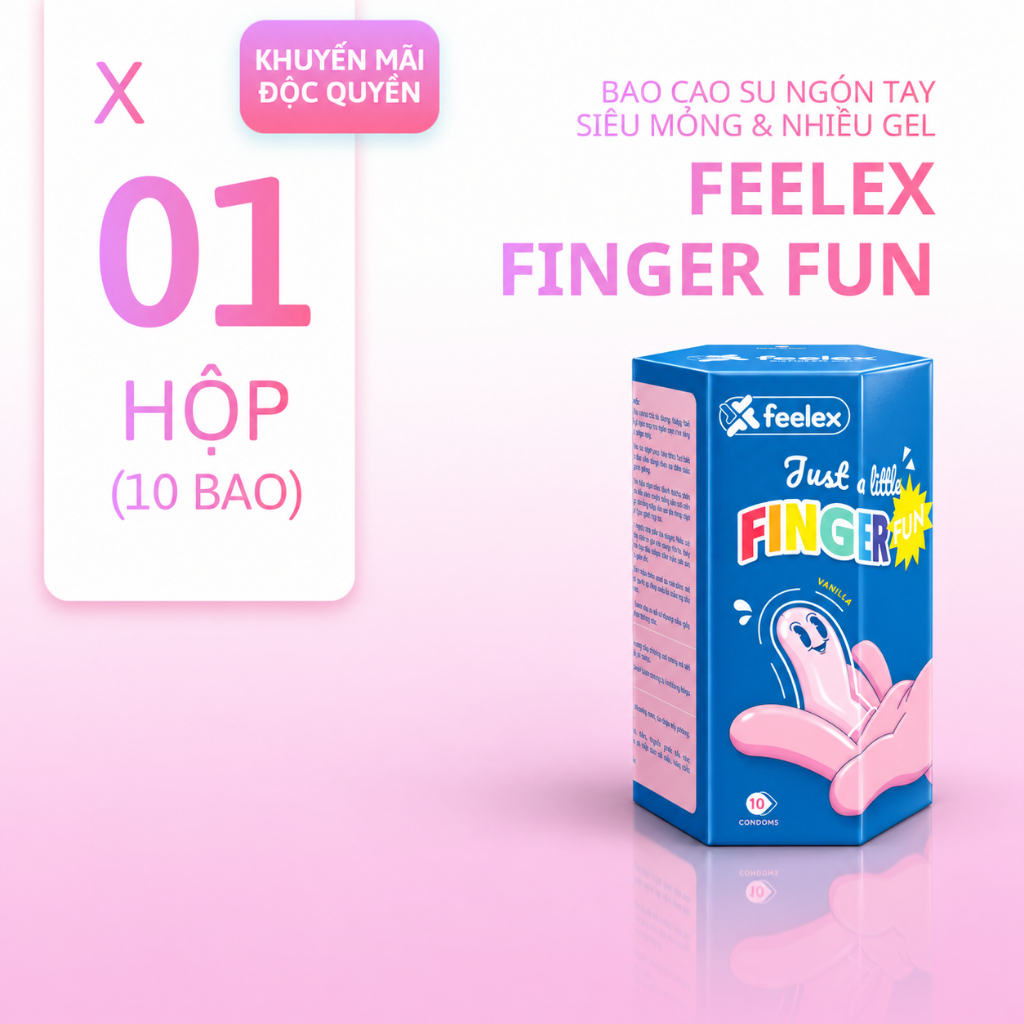 Bao cao su ngón tay Feelex Finger siêu mỏng, nhiều gel bôi trơn, hạn chế tổn thương khi dùng tay, dành cho chị em