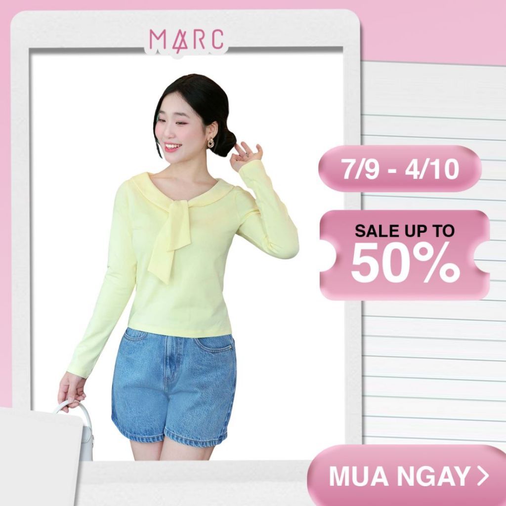 MARC FASHION Áo Thun Lá Cổ Liền Nơ - FAAT102519