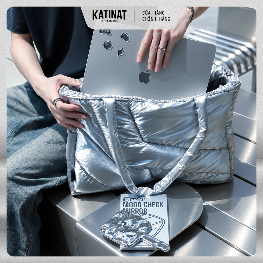 KATINAT Túi Tote Phao Trần Bông Bóng Bạc , Hoạ Tiết May Nổi - BST Emoji | BigBuy360 - bigbuy360.vn