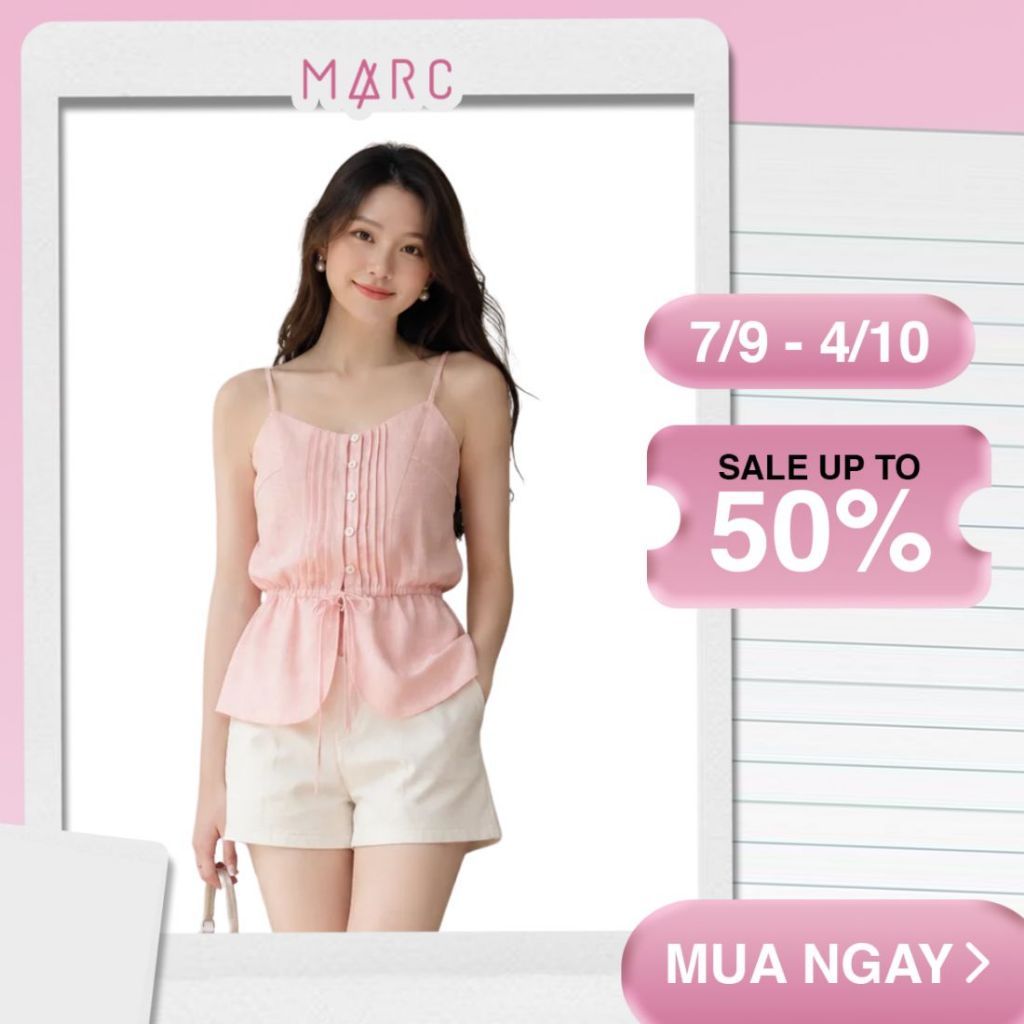 MARC FASHION_Áo kiểu hai dây linen rút_CBAK042626