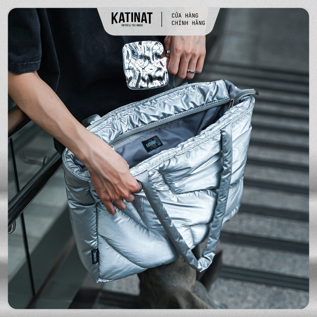 KATINAT Túi Tote Phao Trần Bông Bóng Bạc , Hoạ Tiết May Nổi - BST Emoji | BigBuy360 - bigbuy360.vn