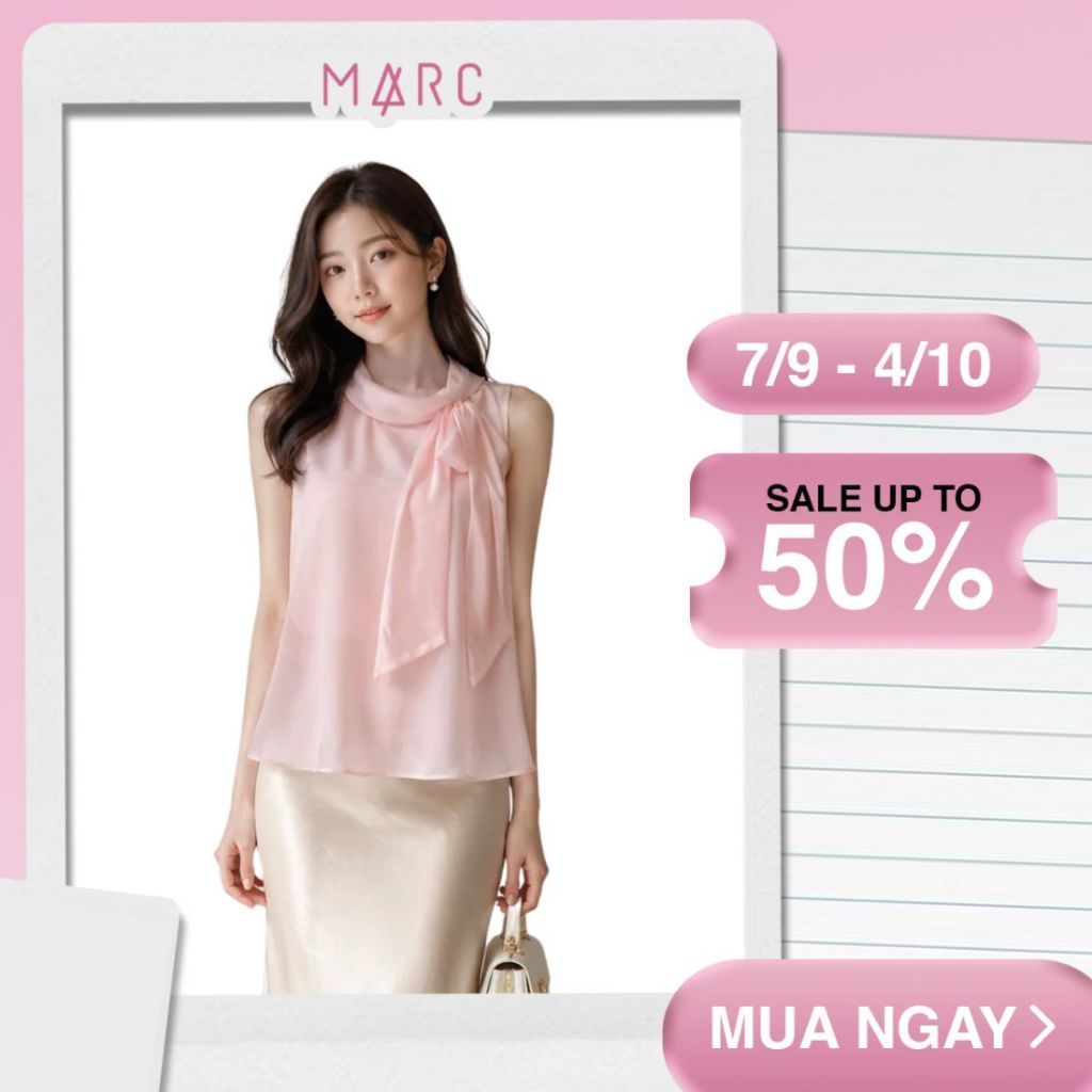 MARC FASHION_Áo kiểu voan cổ phối nơ_CBAK042617