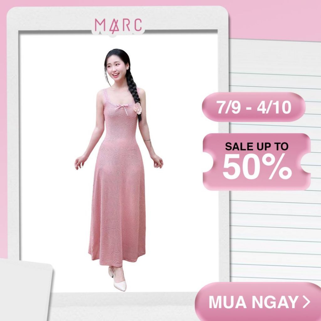 MARC FASHION Đầm Kiểu Nữ Thun Dệt Kim Sát Nách Kiểu Cổ U - FAQH050725