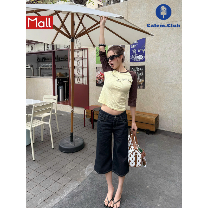 Calem.Club- Quần Jean Lửng Cạp Trễ LIL’ FLARE ống loe nhẹ phong cách y2k
