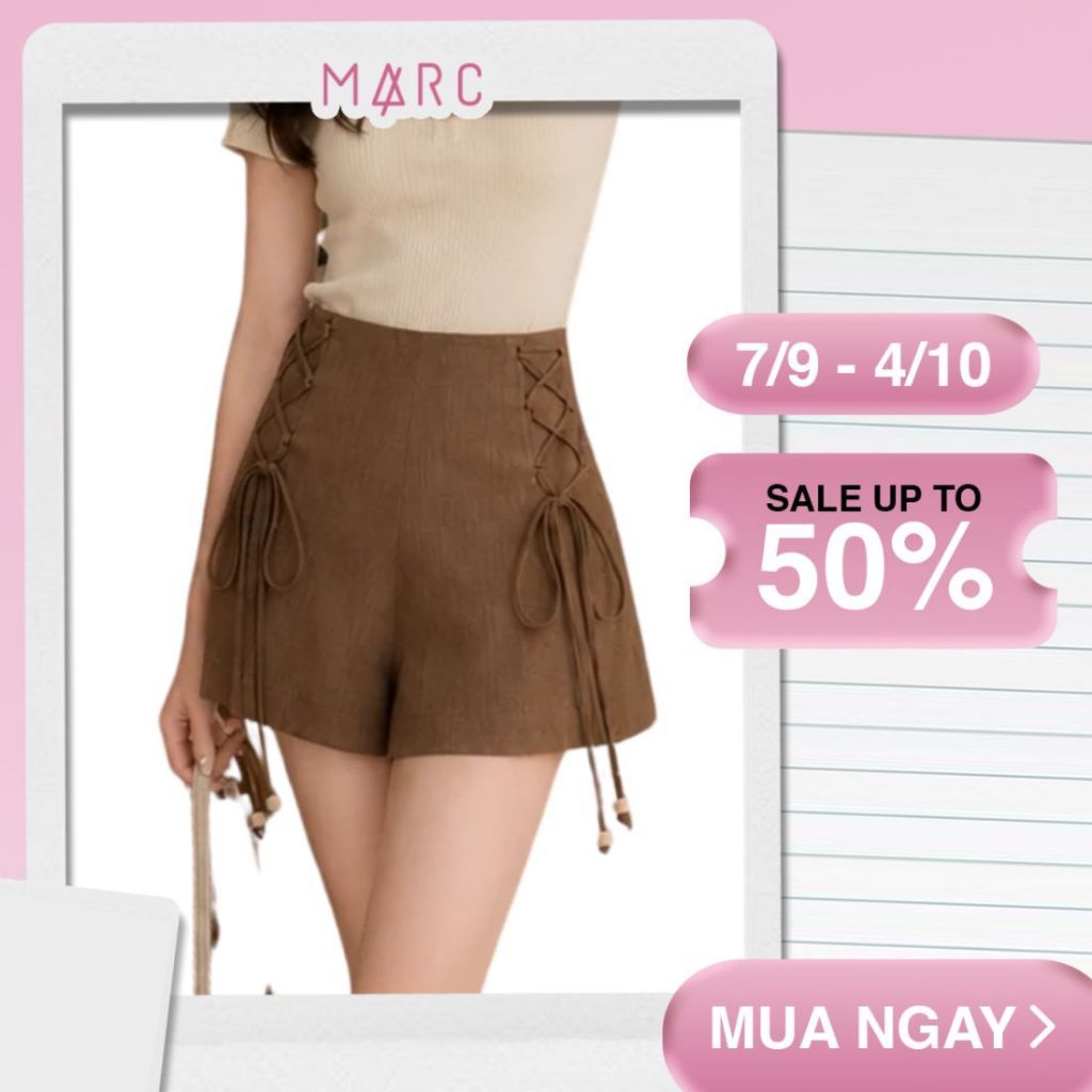 MARC FASHION_Quần ngắn form A thắt dây xỏ hạt_ CBQN052606